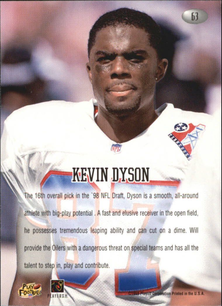 1998 Playoff Momentum Retail #63 Kevin Dyson RC back image