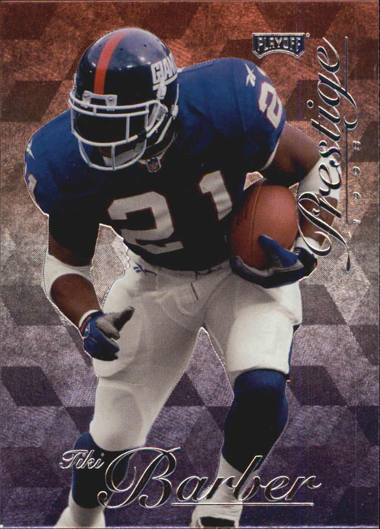 Tiki Barber autographed football card (New York Giants) 2003 Upper