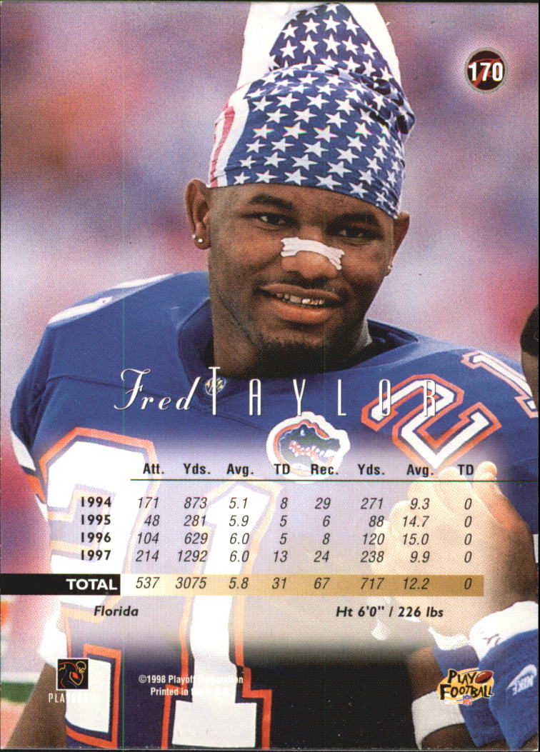1998 Playoff Prestige Hobby #170 Fred Taylor RC back image