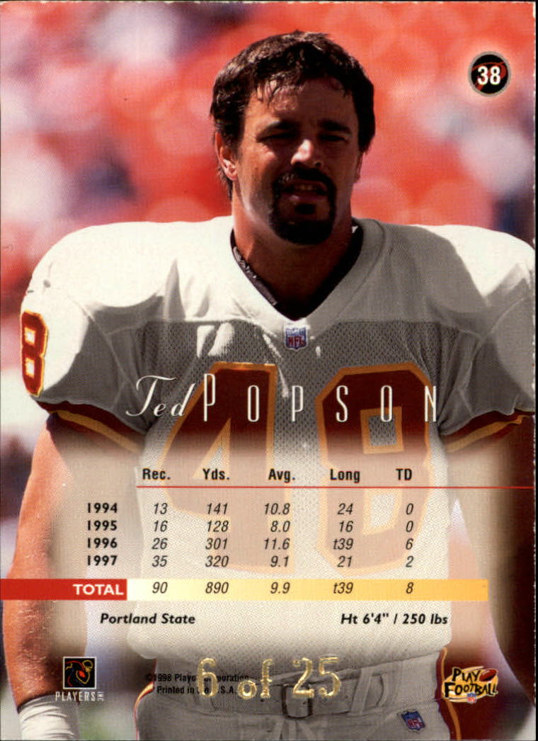 1998 Playoff Prestige Hobby Gold #38 Ted Popson back image
