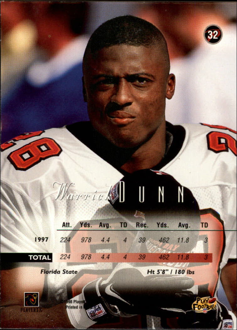 1998 Playoff Prestige Hobby Red #32 Warrick Dunn back image