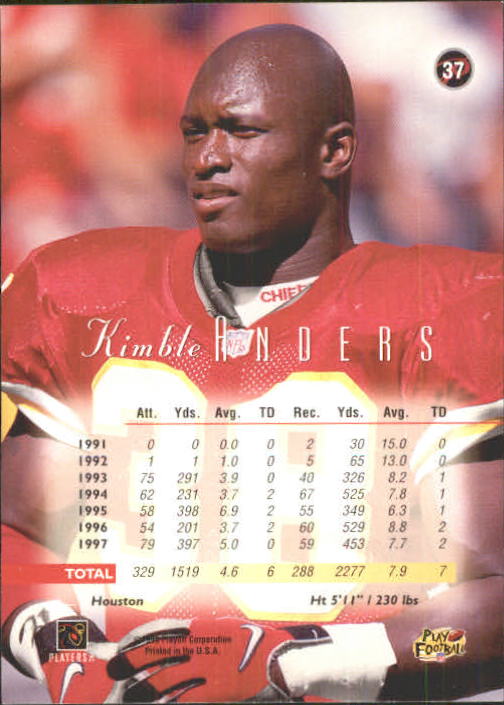 1998 Playoff Prestige Retail #37 Kimble Anders back image