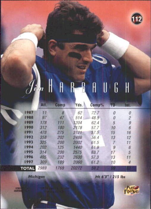 1998 Playoff Prestige Retail #112 Jim Harbaugh back image