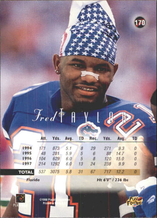 1998 Playoff Prestige Retail #170 Fred Taylor RC back image