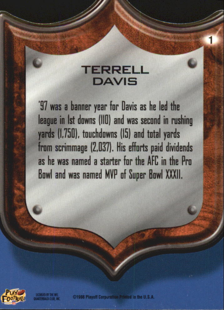 1998 Playoff Prestige Best of the NFL #1 Terrell Davis back image