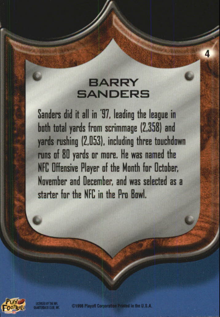 1998 Playoff Prestige Best of the NFL Non-Die Cut #4 Barry Sanders back image
