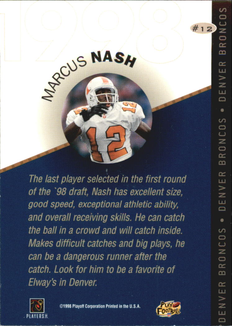 1998 Playoff Prestige Draft Picks #12 Marcus Nash back image