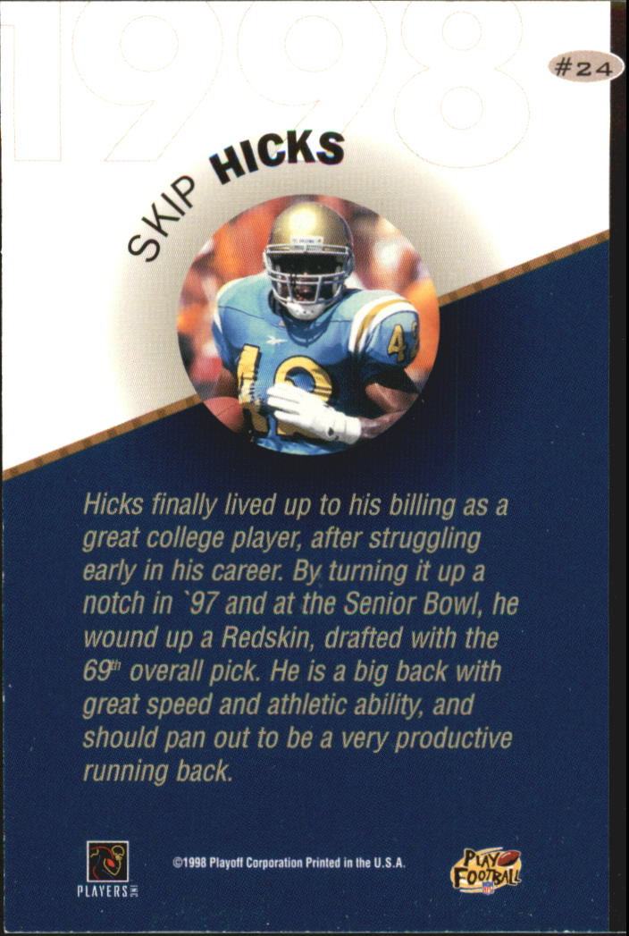 1998 Playoff Prestige Draft Picks #24 Skip Hicks back image