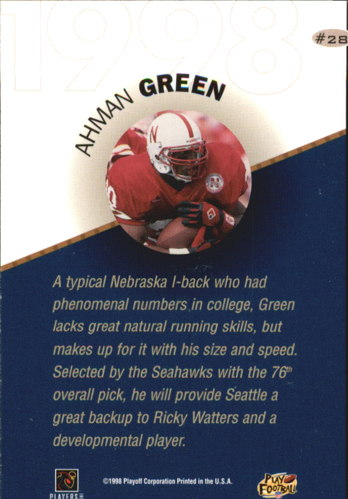 1998 Playoff Prestige Draft Picks #28 Ahman Green back image
