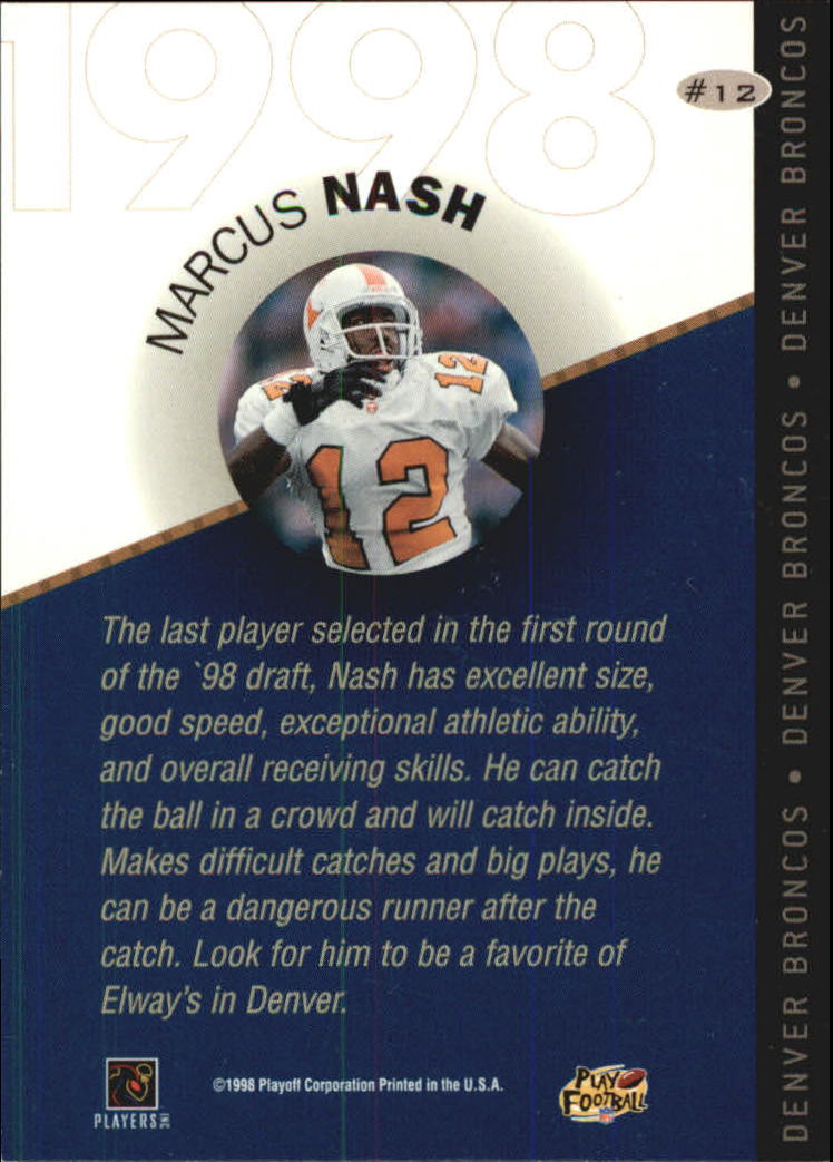 1998 Playoff Prestige Draft Picks Bronze #12 Marcus Nash back image