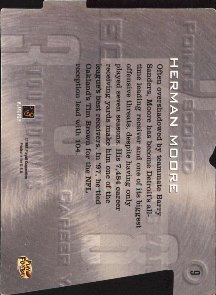 1998 Playoff Prestige Inside the Numbers #9 Herman Moore back image