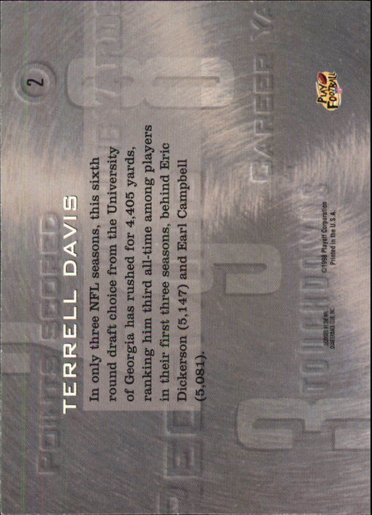 1998 Playoff Prestige Inside the Numbers Non-Die Cut #2 Terrell Davis back image