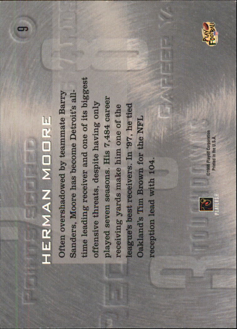 1998 Playoff Prestige Inside the Numbers Non-Die Cut #9 Herman Moore back image