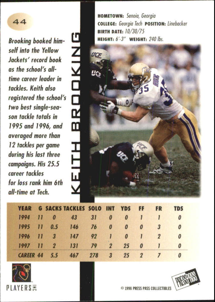 Keith Brooking # 35 Georgia Tech Yellow Jackets LB  Georgia tech yellow  jackets, Football helmets, Nfl players