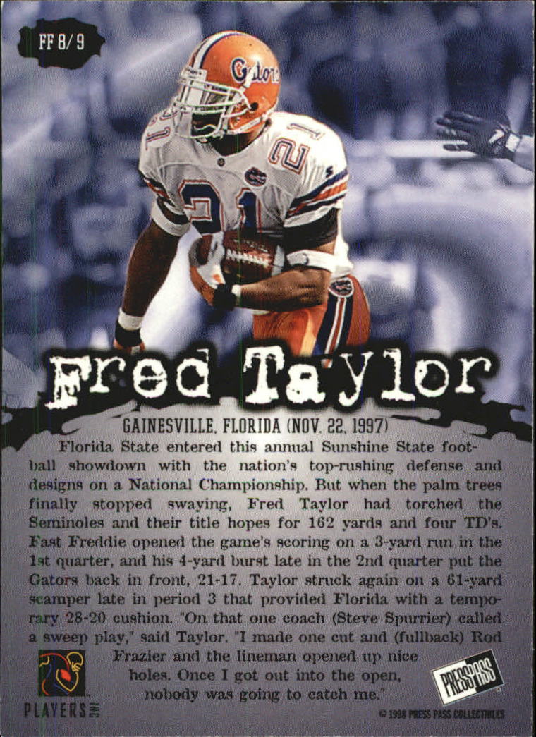 1998 Press Pass Fields of Fury #FF8 Fred Taylor back image