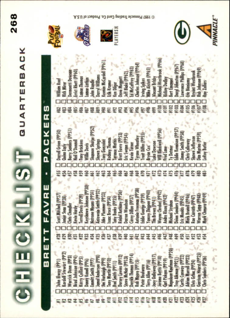 1998 Score #268 Brett Favre CL back image