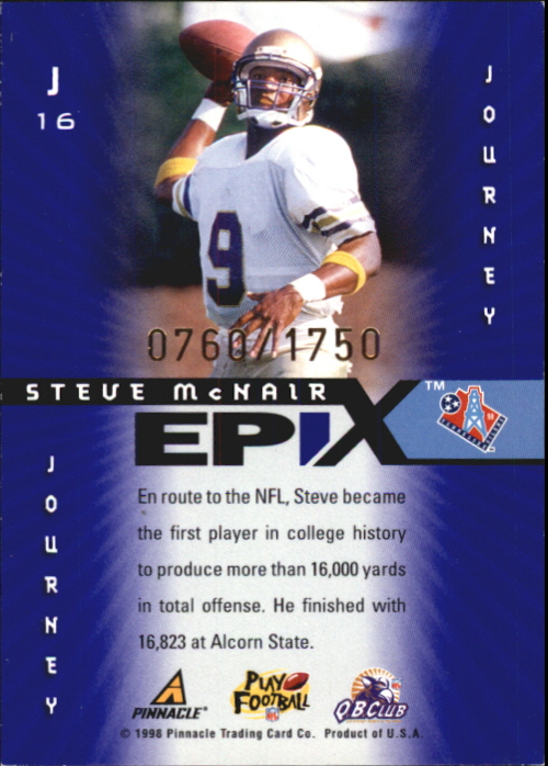 1998 Score Epix Hobby Purple #J16 S.McNair Journey back image