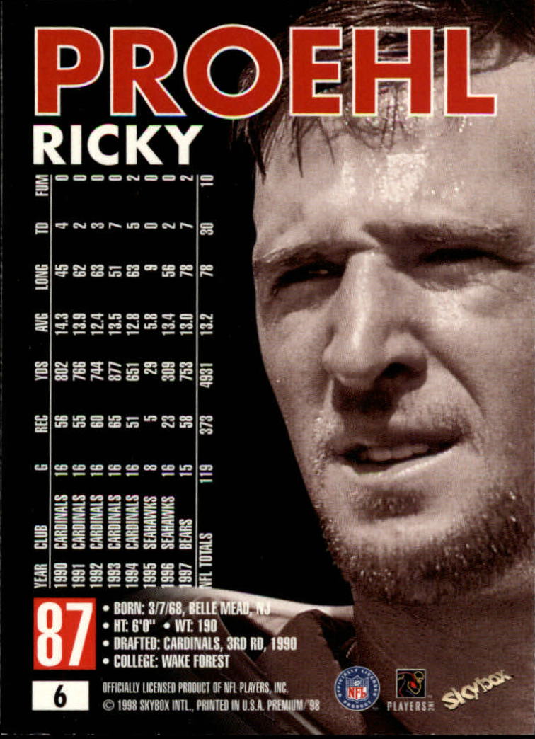 1998 SkyBox Premium #6 Ricky Proehl back image
