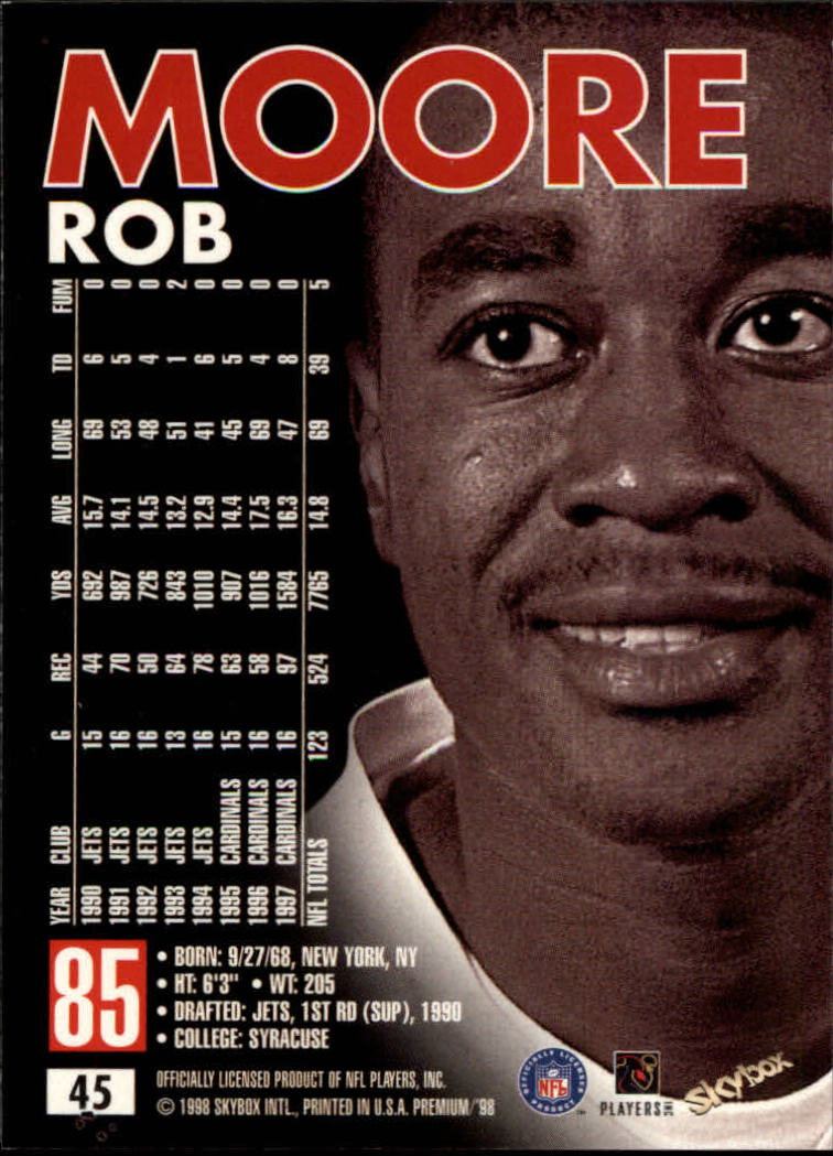 1998 SkyBox Premium #45 Rob Moore back image