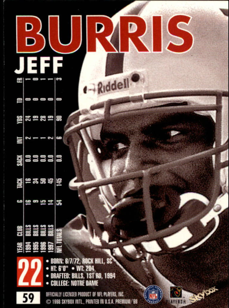 1998 SkyBox Premium #59 Jeff Burris back image
