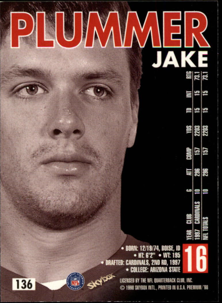 1998 SkyBox Premium #136 Jake Plummer back image
