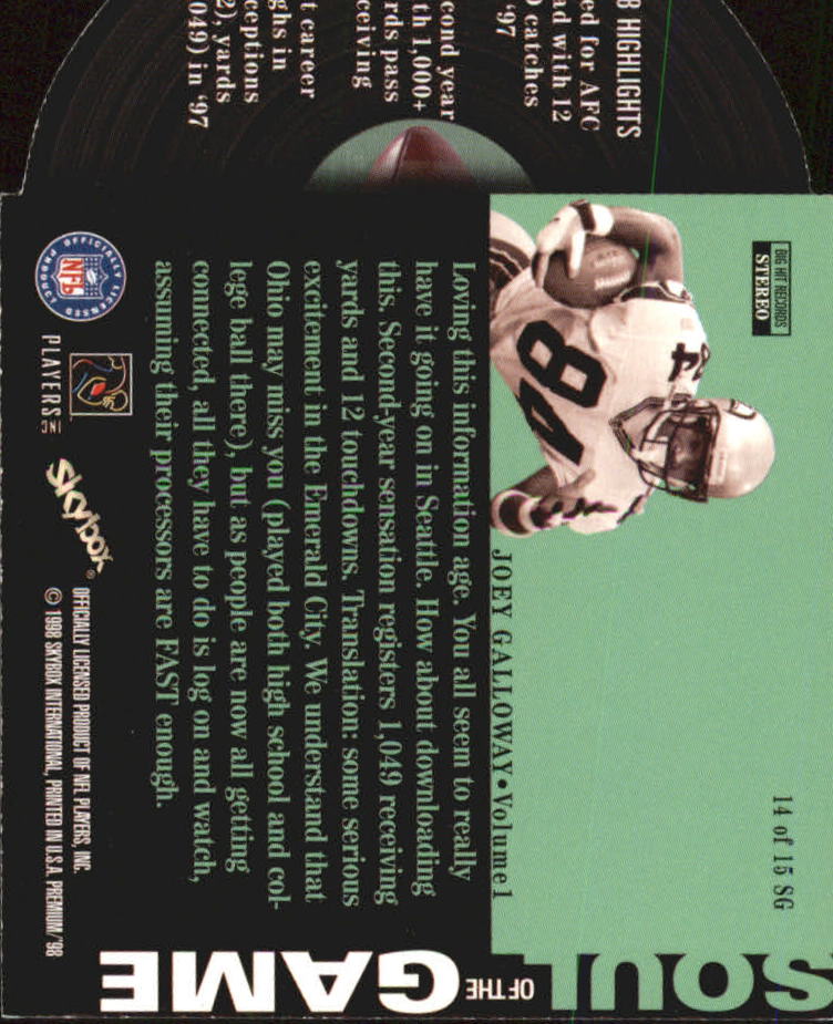 1998 SkyBox Premium Soul of the Game #14 Joey Galloway back image