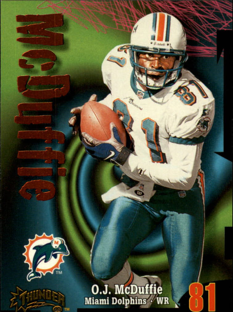 OJ McDuffie autographed football card (Miami Dolphins) 1995 Skybox