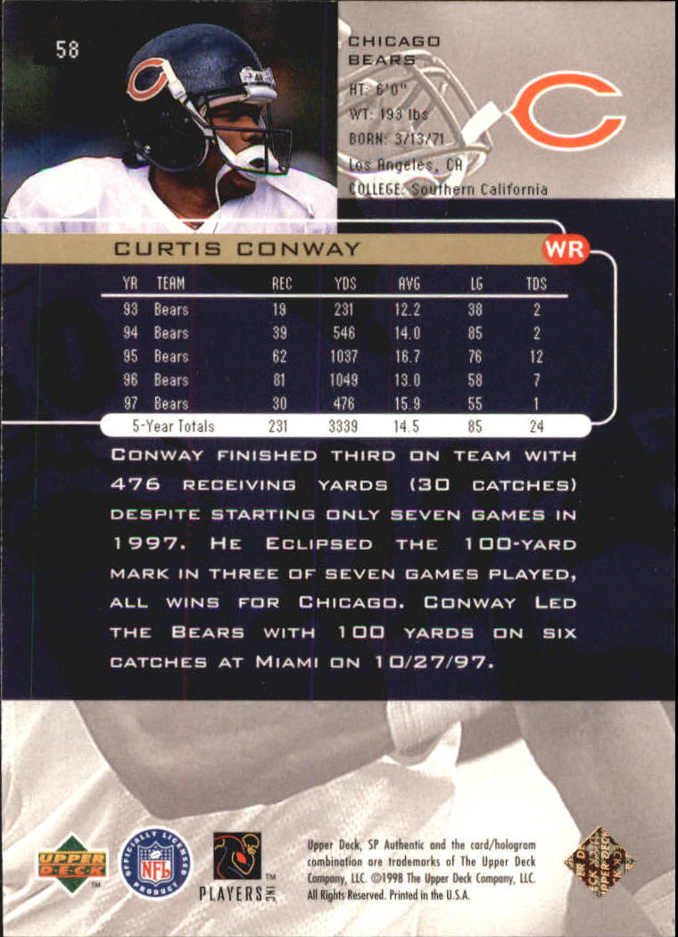 1998 SP Authentic #58 Curtis Conway back image