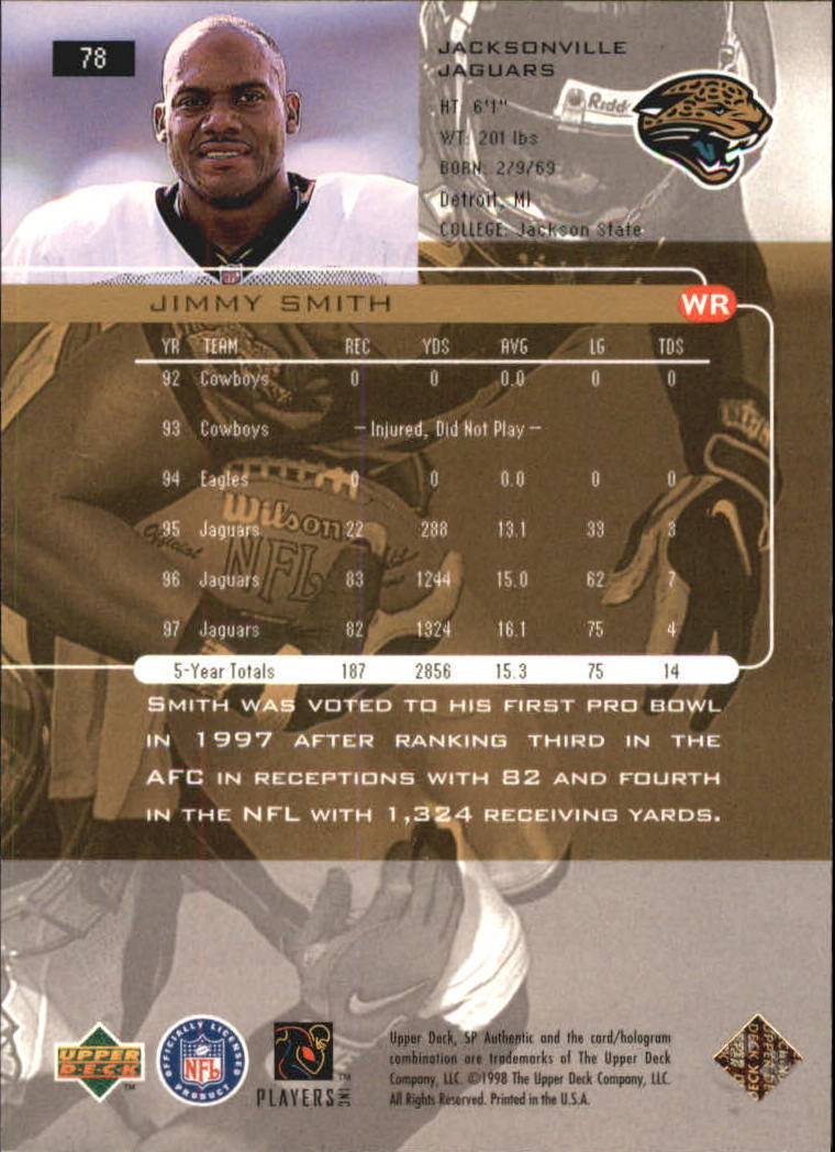 1998 SP Authentic #78 Jimmy Smith back image