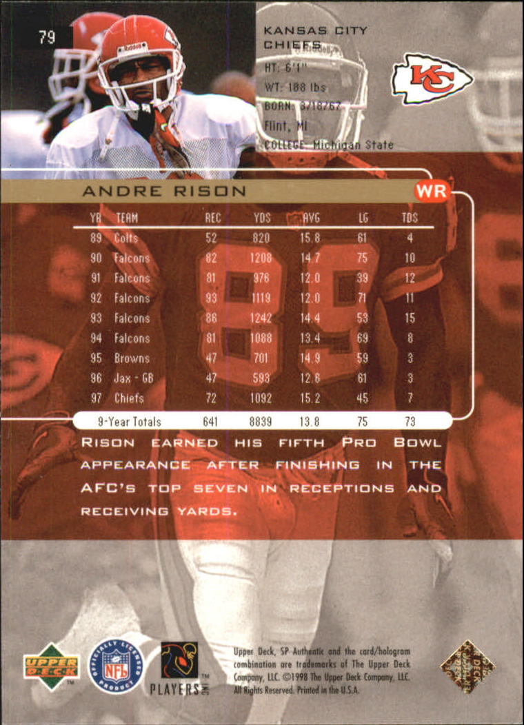 1998 SP Authentic #79 Andre Rison back image