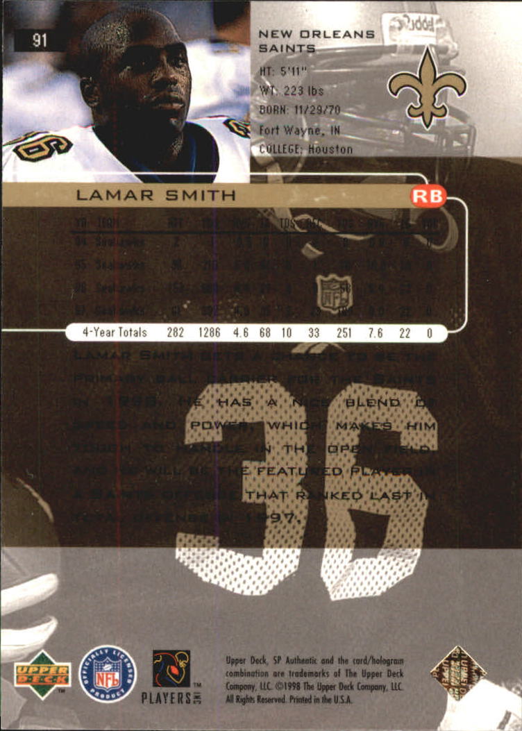 1998 SP Authentic #91 Lamar Smith back image