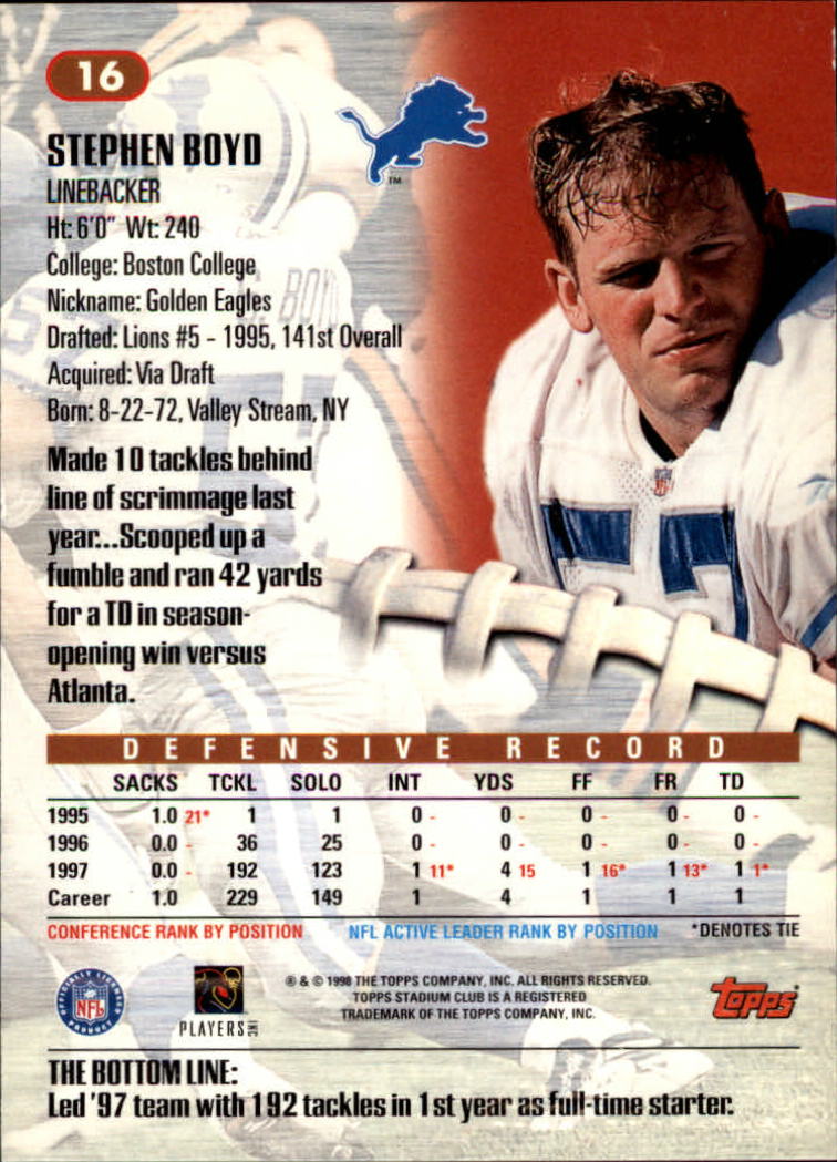 A8174- 1998 Stadium Club FB #s 1-195 +Inserts +CL -You Pick- 15+ FREE US SHIP - Picture 19 of 208