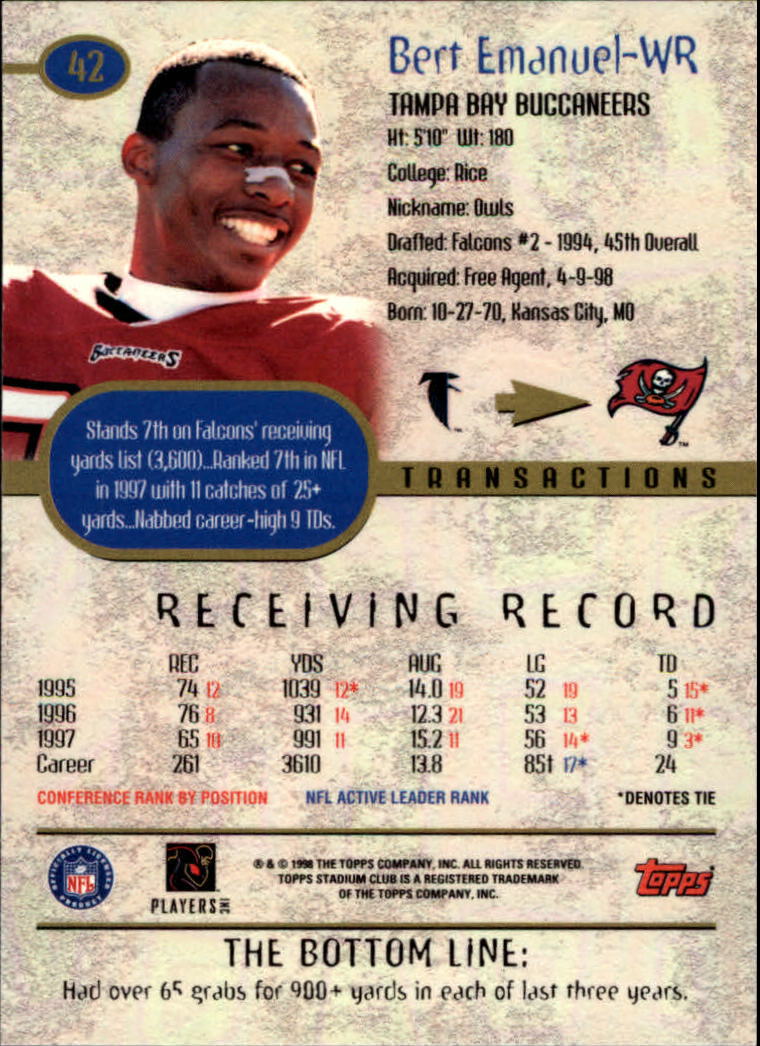 A8174- 1998 Stadium Club FB #s 1-195 +Inserts +CL -You Pick- 15+ FREE US SHIP - Picture 53 of 208