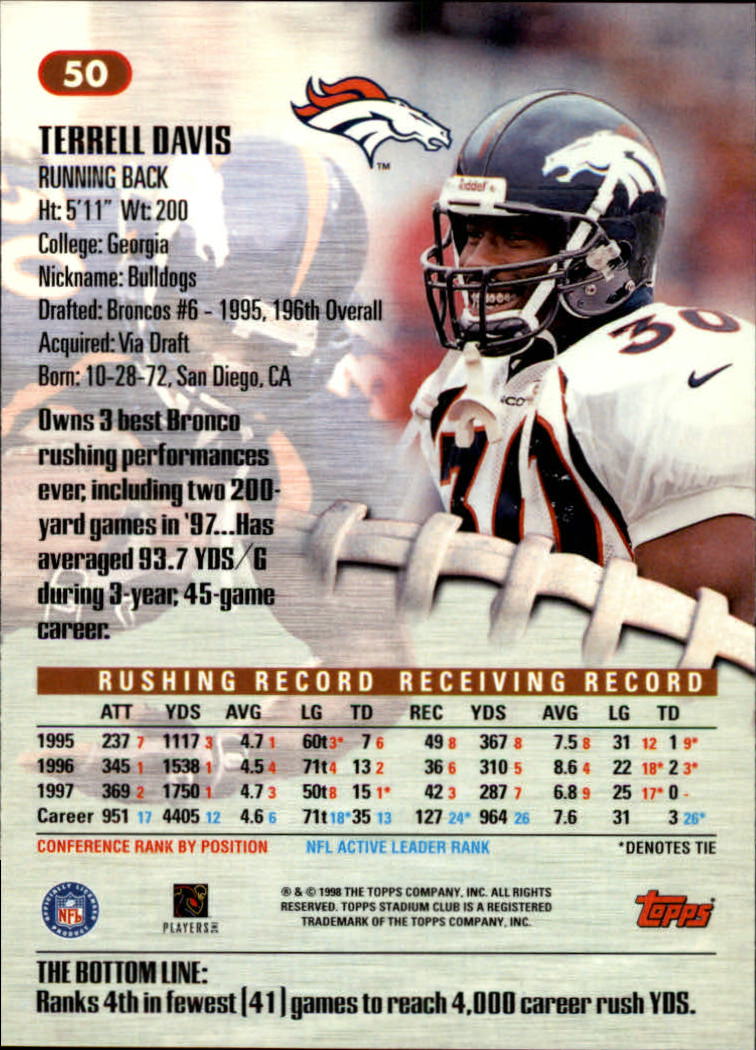 A8174- 1998 Stadium Club FB #s 1-195 +Inserts +CL -You Pick- 15+ FREE US SHIP - Picture 59 of 208