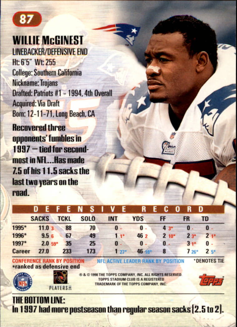 A8174- 1998 Stadium Club FB #s 1-195 +Inserts +CL -You Pick- 15+ FREE US SHIP - Picture 97 of 208