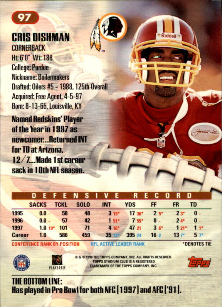 A8174- 1998 Stadium Club FB #s 1-195 +Inserts +CL -You Pick- 15+ FREE US SHIP - Picture 109 of 208