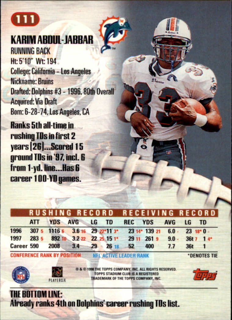 A8174- 1998 Stadium Club FB #s 1-195 +Inserts +CL -You Pick- 15+ FREE US SHIP - Picture 127 of 208
