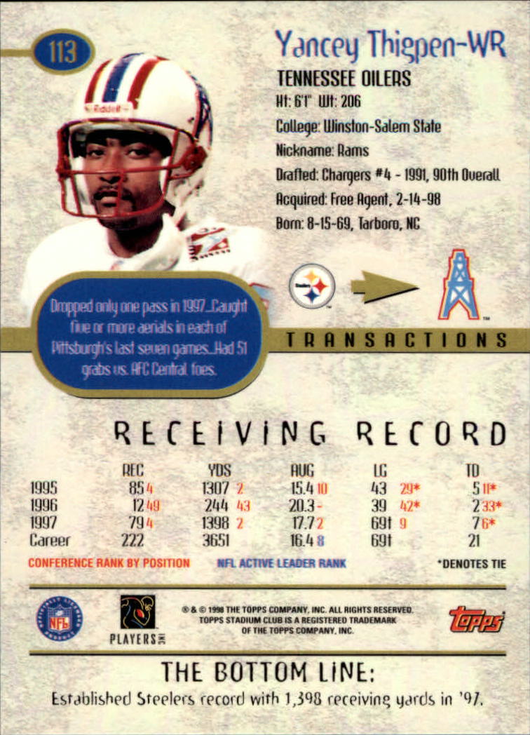 A8174- 1998 Stadium Club FB #s 1-195 +Inserts +CL -You Pick- 15+ FREE US SHIP - Picture 129 of 208