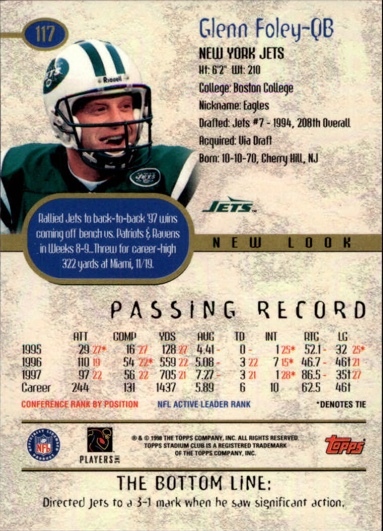 A8174- 1998 Stadium Club FB #s 1-195 +Inserts +CL -You Pick- 15+ FREE US SHIP - Picture 133 of 208