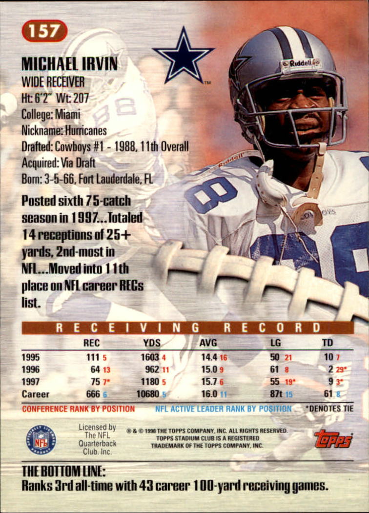 A8174- 1998 Stadium Club FB #s 1-195 +Inserts +CL -You Pick- 15+ FREE US SHIP - Picture 165 of 208