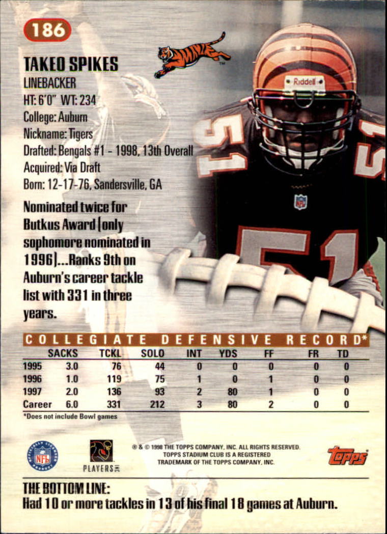 A8174- 1998 Stadium Club FB #s 1-195 +Inserts +CL -You Pick- 15+ FREE US SHIP - Picture 185 of 208