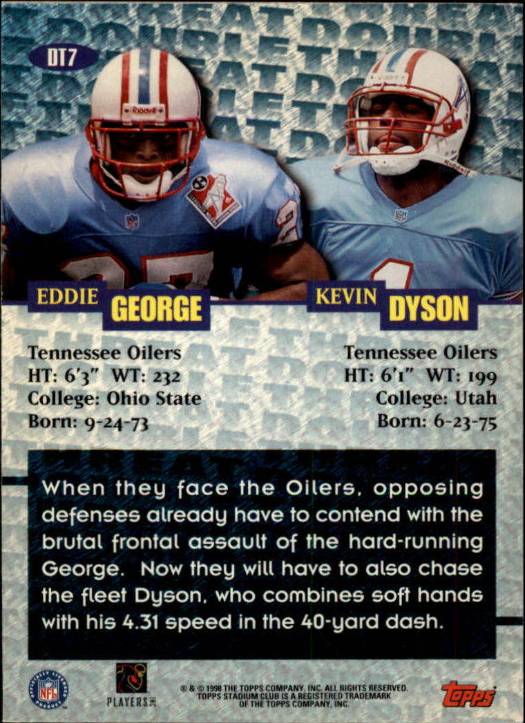 1998 Stadium Club Double Threat #DT7 E.George/K.Dyson back image