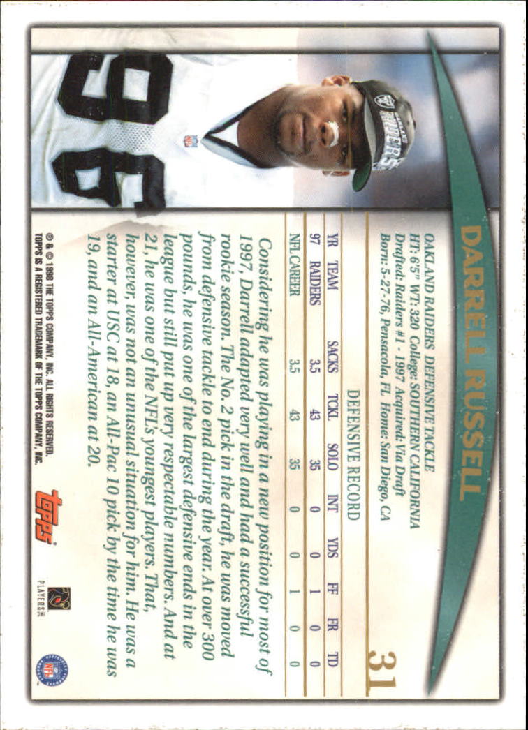 1998 Topps #31 Darrell Russell back image