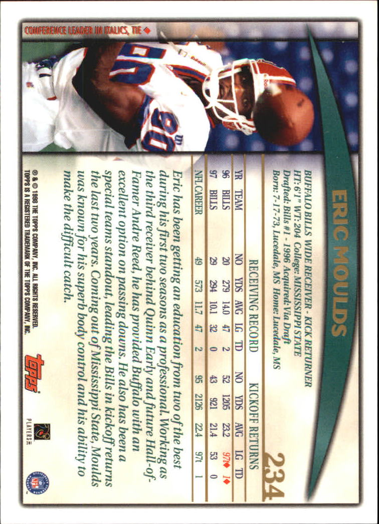 1998 Topps #234 Eric Moulds back image
