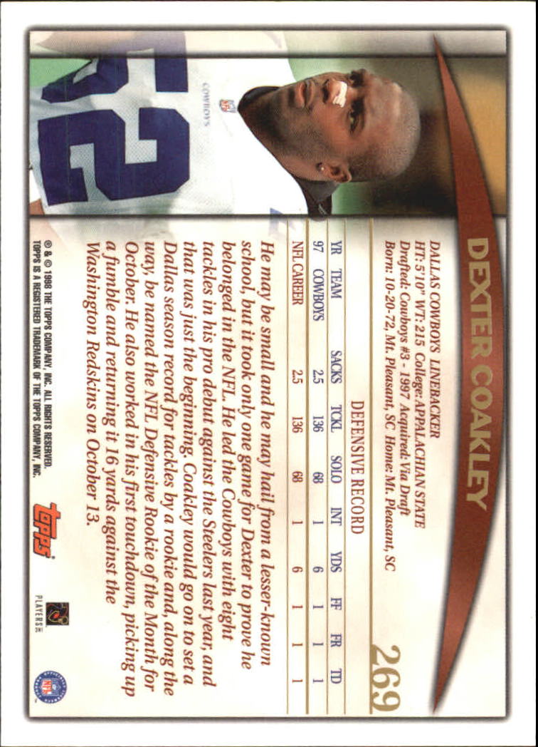 A0820- 1998 Topps Football Cards 251-360 +Rookies -You Pick- 15+ FREE US SHIP - Picture 37 of 189