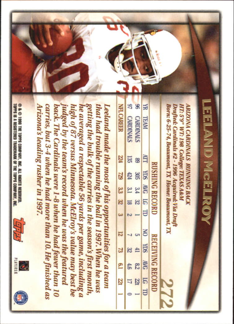 A0820- 1998 Topps Football Cards 251-360 +Rookies -You Pick- 15+ FREE US SHIP - Picture 41 of 189