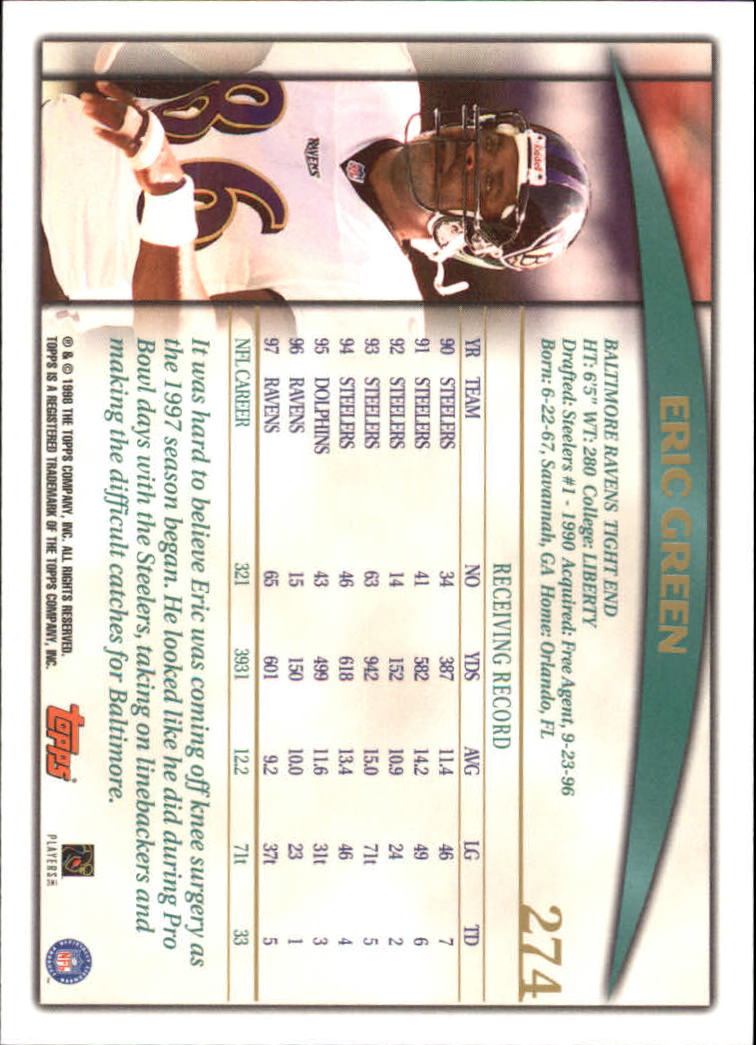 A0820- 1998 Topps Football Cards 251-360 +Rookies -You Pick- 15+ FREE US SHIP - Picture 45 of 189