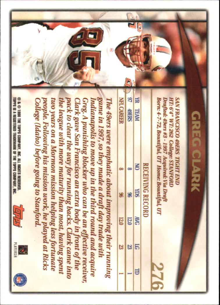 A0820- 1998 Topps Football Cards 251-360 +Rookies -You Pick- 15+ FREE US SHIP - Picture 49 of 189