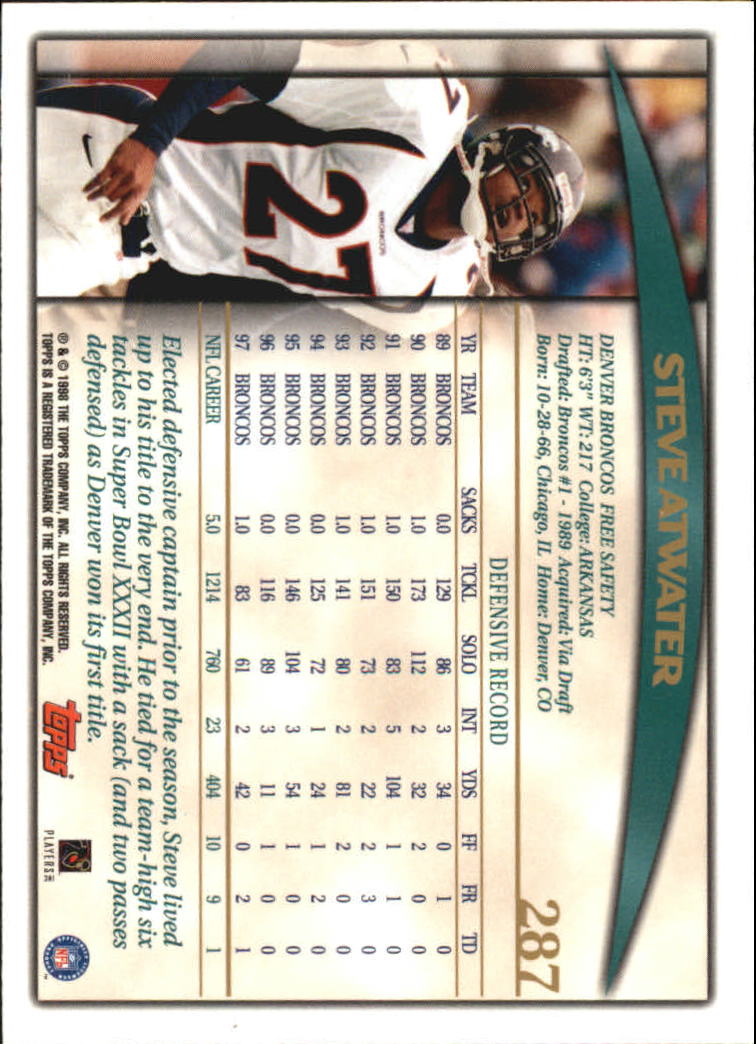 A0820- 1998 Topps Football Cards 251-360 +Rookies -You Pick- 15+ FREE US SHIP - Picture 71 of 189
