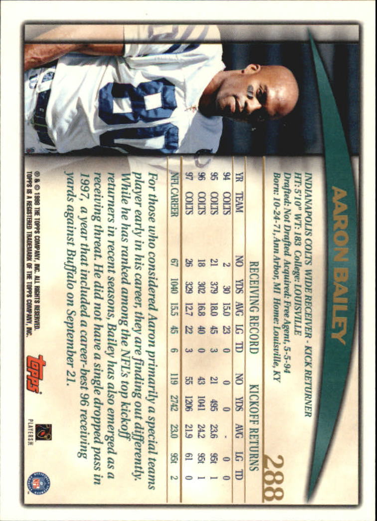 A0820- 1998 Topps Football Cards 251-360 +Rookies -You Pick- 15+ FREE US SHIP - Picture 73 of 189